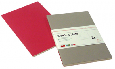 Блокнот для набросков Hahnemuhle Sketch&Note 15х21см 125г20л 2шт на сшивке серый/фуксия