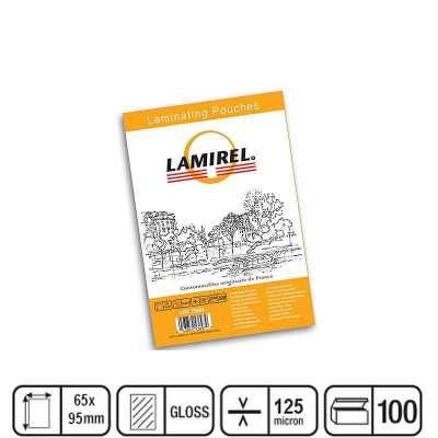 Пленка для ламинирования Lamirel A7-  65х95мм 125мкм 100шт глянцевая
