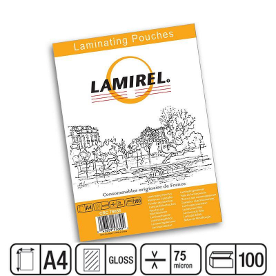 Пленка для ламинирования Lamirel A4   75мкм 100шт глянцевая