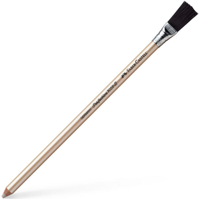 Ластик-карандаш пластиковый для чернил Faber-Castell 'Perfection 7058' PVC-Free белый с щеточкой