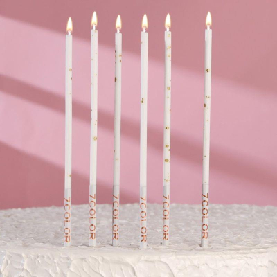 Свечи для торта Страна Карнавалия 'Исполнение желаний' 16.5см 6шт белый с золотом