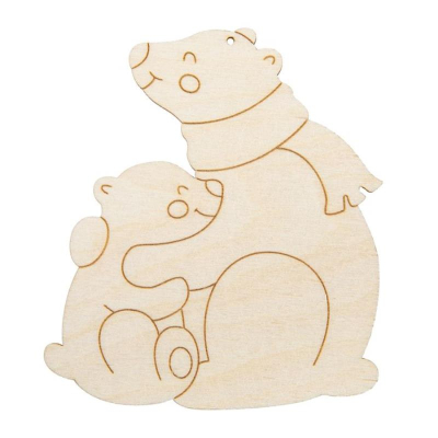 Заготовка для росписи деревянная Подвеска новогодняя Мишка с медвежонком Mr. Carving 9х8см фанера