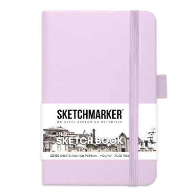 Блокнот для набросков Sketchmarker  9х14см 140г  80л твердая обложка фиолетовый пастельный