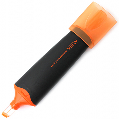 Текст-маркер Uni Promark View с прозрачным наконечником  1-5.0мм оранжевый