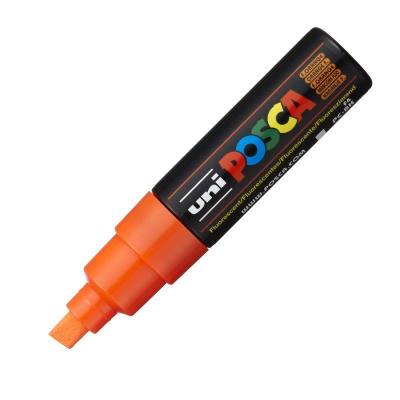 Маркер декоративный Uni Posca 6.0-8.0мм скошенный наконечник  флуоресцентный оранжевый (F4)