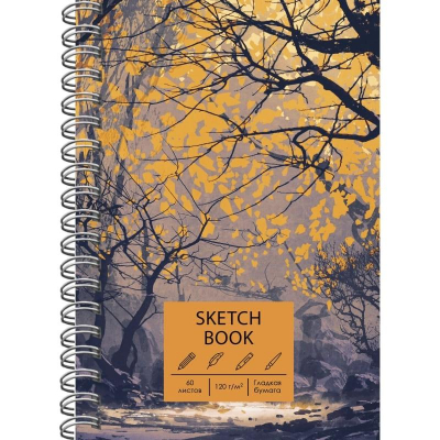 Блокнот для набросков Paper Art Sketch Book 15х20см 120г  60л на гребне твердая обложка 'Таинственный лес'