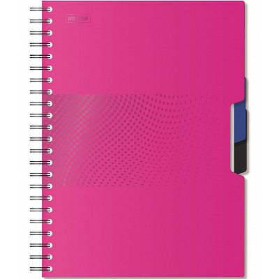 Тетрадь A4 140л клетка на гребне Attache пластиковая обложка 'Digital' розовая