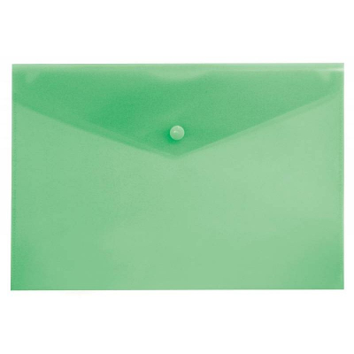Папка-конверт на кнопке A4 Бюрократ пластиковая 180мкм прозрачная зеленая