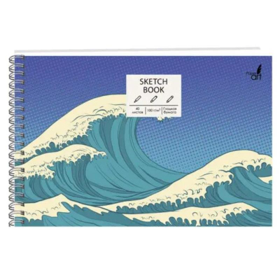 Блокнот для набросков Paper Art Sketch Book 14х21см 100г  40л на гребне твердая матовая обложка 'Волна'
