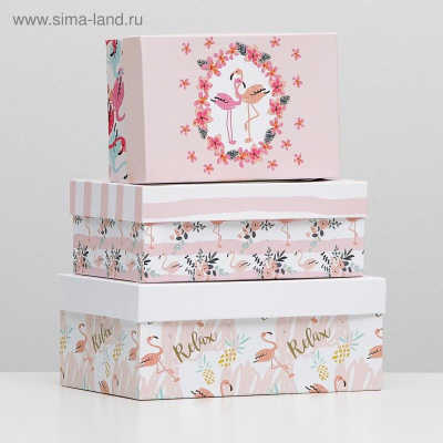 Коробка подарочная прямоугольная 19х12х6см 'Парочка фламинго'