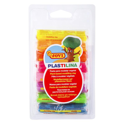 Пластилин растительный  8цв  120г Jovi неоновые цвета в пластиковой упаковке