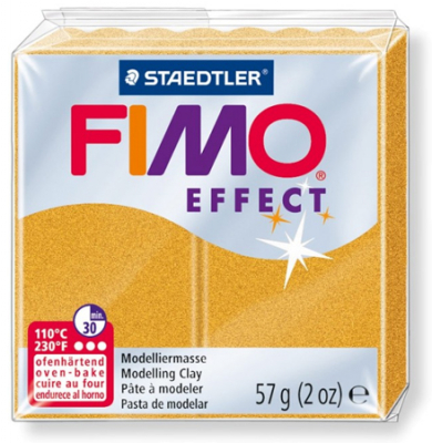Глина полимерная термоотвердевающая Fimo Effect металлик золотая 57г