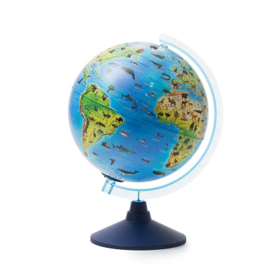 Глобус Земли настольный Globen  25см зоогеографический Классик Евро Английский язык с подсветкой на батарейках