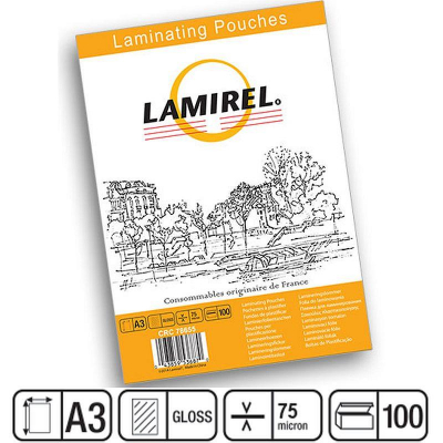 Пленка для ламинирования Lamirel A3   75мкм 100шт глянцевая