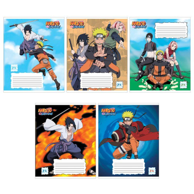 Тетрадь A5  24л линейка на скрепке Academy Style картонная обложка 'Naruto'