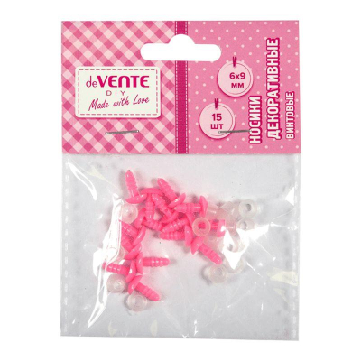Носики декоративные пластиковые deVENTE с винтовым фиксатором  6х 9мм 15шт розовые