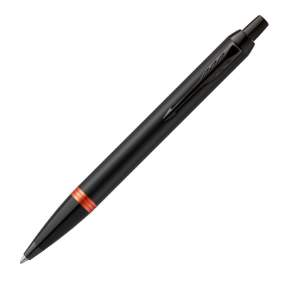 Ручка шариковая Parker IM Vibrant Rings K315 Flame Orange PVD Medium синие чернила