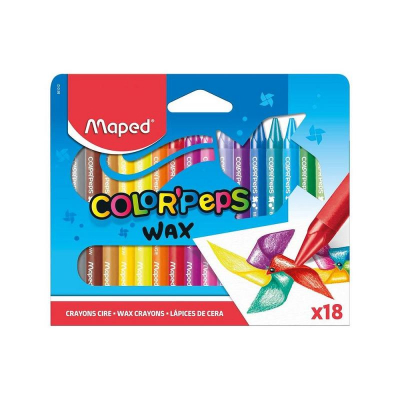 Мелки восковые 18цв Maped Color'peps Wax трехгранные в картонной коробке