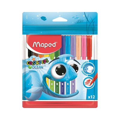 Фломастеры  12цв Maped Color'peps 'Ocean' смываемые в пластиковой упаковке