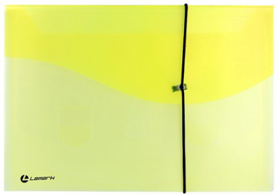 Папка с резиновой застежкой пластиковая A4 с  4 отделениями Lamark полупрозрачная серо-желтая