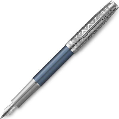 Ручка перьевая Parker Sonnet Premium Metal&Blue Lacquer CT F537 перо золото 18K Fine