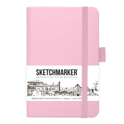 Блокнот для набросков Sketchmarker  9х14см 140г  80л твердая обложка розовый