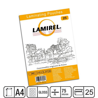 Пленка для ламинирования Lamirel A4   75мкм  25шт глянцевая