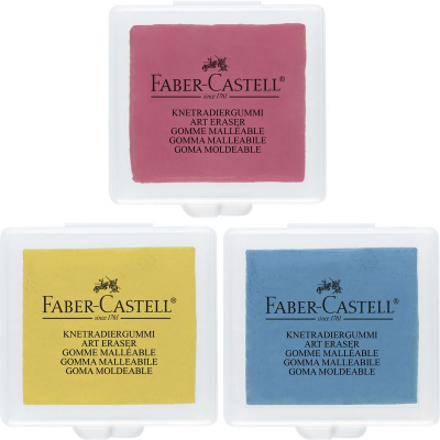 Ластик-клячка для чертежей угля пастели Faber-Castell цветной в пластиковой упаковке