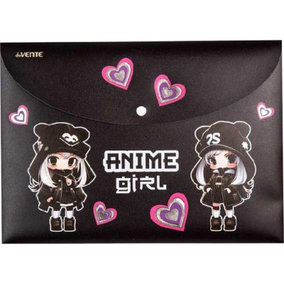 Папка-конверт на кнопке A4 deVENTE пластиковая 300мк 'Anime Girl'