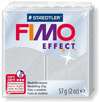 Глина полимерная термоотвердевающая Fimo Effect металлик серебряная   57г