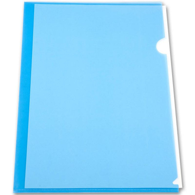 Папка уголок A4  100мкм Бюрократ прозрачная синяя