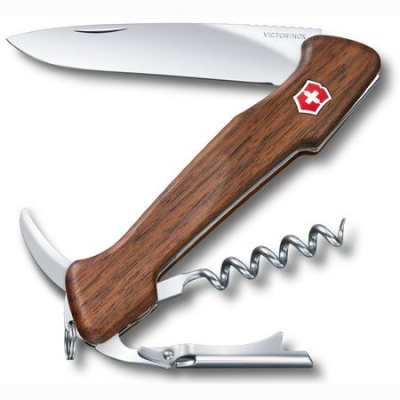 Нож 130мм WineMaster  6 функций с кожаным чехлом рукоятка из орехового дерева