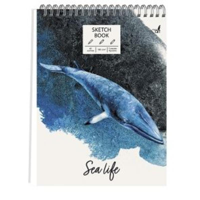 Блокнот для набросков Paper Art Sketch Book 21х29см 100г  60л на гребне твердая обложка 'Синий кит'