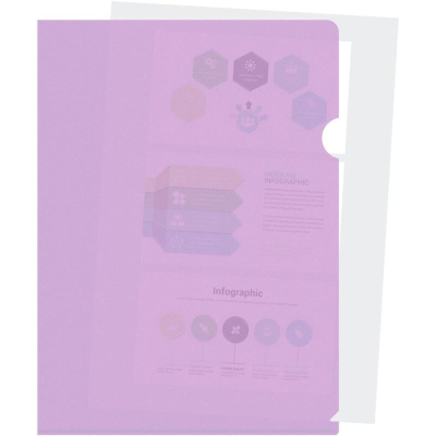 Папка-уголок A4  180мкм Бюрократ полупрозрачная глянцевая 'Pastel' фиолетовая