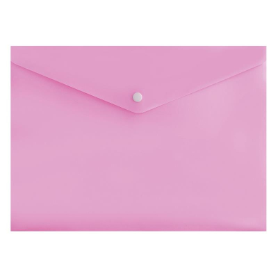 Папка-конверт на кнопке A4 Бюрократ пластиковая 180мкм глянцевая 'Pastel' розовая