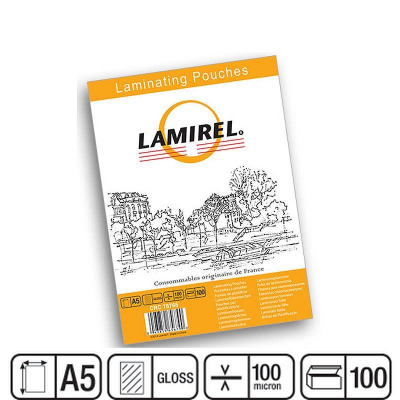 Пленка для ламинирования Lamirel A5  100мкм 100шт глянцевая