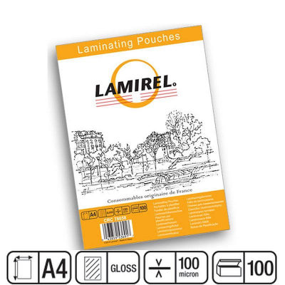 Пленка для ламинирования Lamirel A4  100мкм 100шт глянцевая
