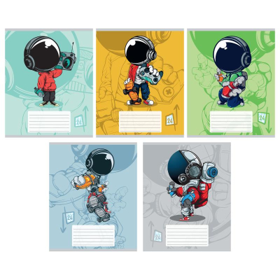 Тетрадь A5  24л клетка на скрепке Academy Style картонная обложка 'Маленький астронавт'