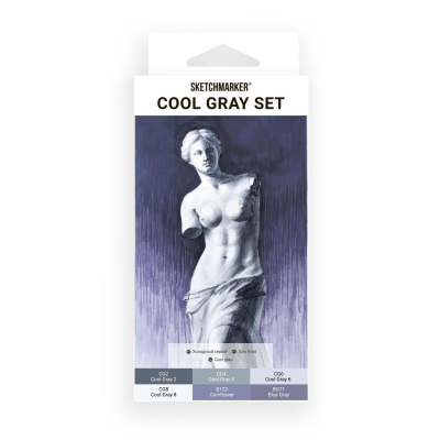 Маркеры художественные спиртовые Sketchmarker 'Cool Gray'  6цв двусторонние в картонной коробке