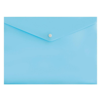 Папка-конверт на кнопке A4 Бюрократ пластиковая 180мкм глянцевая 'Pastel' голубая