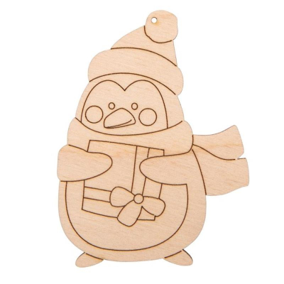 Заготовка для росписи деревянная Подвеска новогодняя Пингвин Mr. Carving 8х6.5см фанера