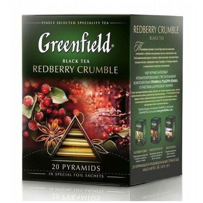 Чай Greenfield черный 'Redberry Crumble' цейлонский с ароматом брусники в пирамидках  20пак х 1.8г