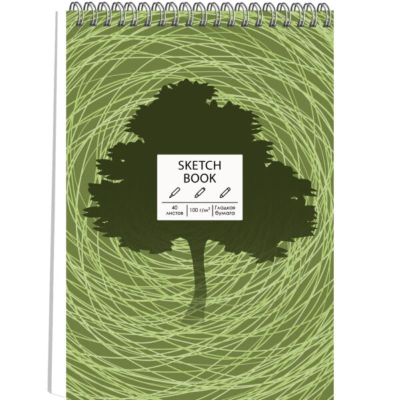 Блокнот для набросков Paper Art Sketch Book 14х21см 100г  40л на гребне твердая матовая обложка 'Tree'
