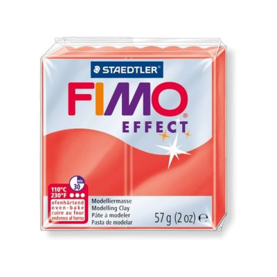 Глина полимерная термоотвердевающая Fimo Effect полупрозрачная красная   57г
