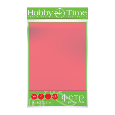 Фетр цветной 20х29см 4мм 2л Hobby Time розовый яркий