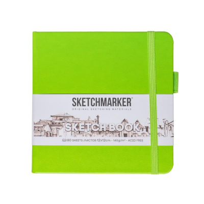 Блокнот для набросков Sketchmarker 12х12см 140г  80л твердая обложка зеленый луг