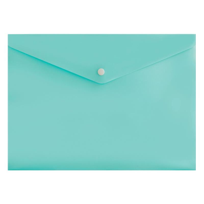 Папка-конверт на кнопке A4 Бюрократ пластиковая 180мкм глянцевая 'Pastel' мятная