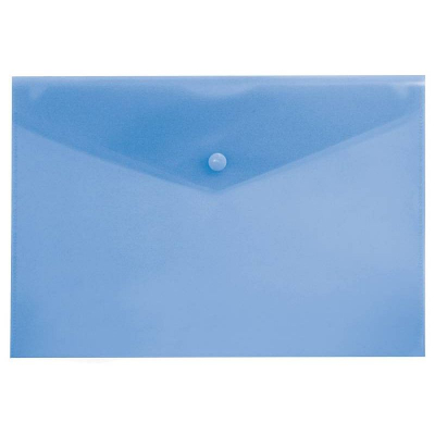 Папка-конверт на кнопке A4 Бюрократ пластиковая 180мкм прозрачная синяя