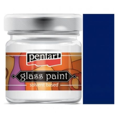 Краска витражная на основе органического растворителя Pentart синяя 30мл