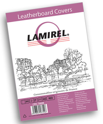 Обложка картонная A4  250г Lamirel Delta кожа красная 100шт